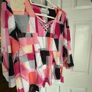 Alfred Dunner Women's Colorful Geometric Blouse